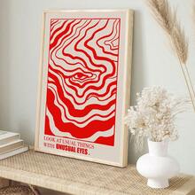 1件/套 复古红色抽象眼睛帆布墙画 复古嬉皮士海报 励志语录墙饰 60年代70年代风格 公寓装饰画，理想礼物墙饰，不含画框 - 紅色 - 查看 1