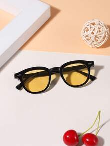 1副男女童（4-7岁）复古圆形轻便时尚眼镜，适合游乐园游玩