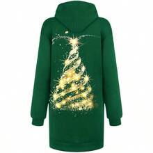 Sudadera de Navidad para mujer, con capucha y estampado de Navidad, de gran tamao, suter feo con bolsillo, trajes de otoo - #117- Verde + XL - Ver 3