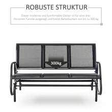 Outsunny 3-Seater Rocking Chair, Sturdy Garden Bench That Converts Into A Swing, Metal, Weather-Resistant, Black, 151 X 75 X 85 Cm