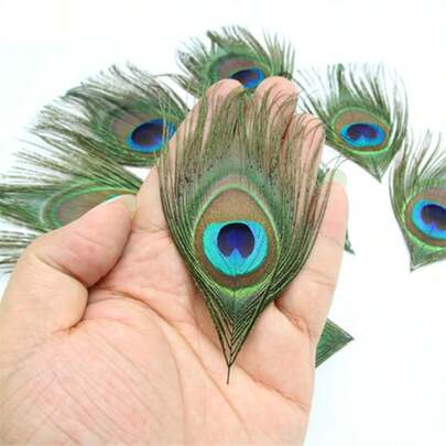 20pcs Blue Peacock Feathers 5.12-6.3inch - Perfect For DIY Crafts, Wedding Decor & Party Supplies