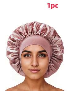 定制缎面光滑睡眠帽，可定制姓名或标志，配有宽松的松紧带，女士夜间护发帽，适合所有发质，圣诞节美容配饰