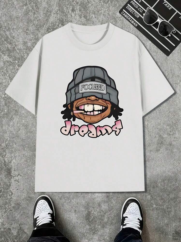 Marca de ropa urbana Y2K, ropa cómoda adecuada para todas las estaciones, con estampados creativos de anime de dibujos animados, camisetas de manga corta de cuello redondo para hombres, moda casual versátil para ambos géneros, tops deportivos. - Blanco - Añade 1