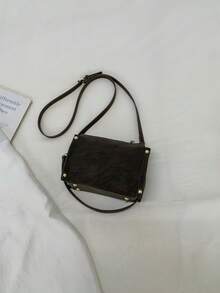 1pc Women's Convertible Shoulder/Crossbody Box Bag, Commuter Friendly - Black - View 7