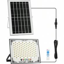 Zarlury Lmpara, Reflector 15000 Lmenes, Foco Recargable, IP67 Impermeable, Sensor de Luz+ Control Remoto, Grandes paneles solares, para Exteriores, Jardn, Patio150 LEDs - inicial - Ver 2