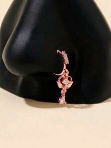 1 chiếc khuyên mũi dài không xỏ khuyên đính tua rua pha lê trang trí, thích hợp cho trang phục hàng ngày của phụ nữ - Hoa hồng vàng - Xem 12