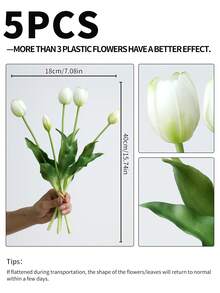 ZaiYe 5/10/15pcs Set, High-End Artificial Tulips, Valentine's Day Gift, Bridal Bouquet, Modern Minimalist European Style Decor, Plastic Fake Flower Bouquet, Artificial Plant Decor, Suitable For Home And Outdoor - Multicolor - View 3