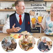 1pc Men's Dining Bib, Business Suit Pattern, Machine Washable, Foldable Pocket Design, Protect Clothing, Suitable For Elderly And Caregivers, Valentine's Day Gift, All Season, Kitchen Accessory - Multicolor - View 5