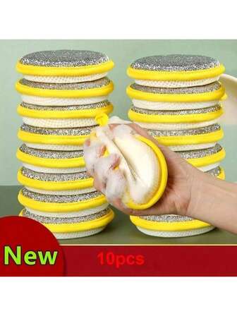 1/5/10pcs Cleaning Supplies - Sponge Brushes, Sponges, Yellow Minimalist Style Cleaning Brushes, Sink/Stove Cleaning Brushes, Antibacterial And Washable, Kitchen Gadgets, Kitchen Essentials, Dish Scrubbing, Counter Cleaning, Stain-Resistant And Grease-Free, Must-Have For Home.