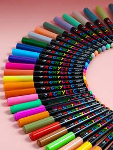 72pcs/Set Small Black Box Acrylic Marker Pens, A Watercolor Pen Designed Specifically For Students And Artists, With Soft Tips For Painting - Multicolor - View 3