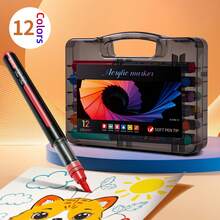 72pcs/Set Small Black Box Acrylic Marker Pens, A Watercolor Pen Designed Specifically For Students And Artists, With Soft Tips For Painting - Multicolor - View 9