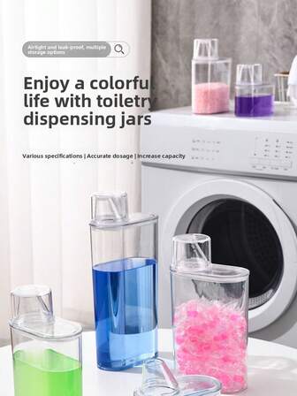 [1 PC High-Transparency PET Laundry Detergent Dispenser]With Graduated Measuring Cup, Moisture-Proof & Airtight Seal | Specialized For Kitchen Laundry Supplies Storage | Large Capacity, Leak-Proof, Tidy & Space-Saving