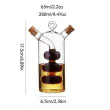 1 件橄榄油和醋分配器，2 合 1 透明双层玻璃厨房烹饪容器，9.5 盎司橄榄油分配器瓶，带木塞，双倾倒嘴塞，用于油和醋，学校用品 - 白色 - 查看 9