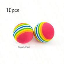 10 Pcs/Set Golf Balls, EVA Foam Rainbow Striped Soft Ball, Ball Diameter 42mm, And Safety