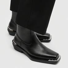 Men's High Heel Iron Toe Boots Zipper British Style Men's Chelsea Casual Commuting Boots - 黑色 - 查看 5