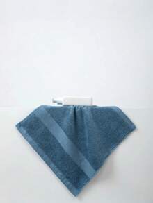 1件裝 藍色純棉薄款浴巾/小毛巾/手帕，極簡純色，快乾吸水，男女通用，適合四季使用，適用於浴室、旅行、度假、禮品、學校、飯店與居家 - 藍色 - 查看 9
