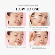 Korean Glass Skin Hydrolyzed Bio-Collagen Overnight Wrapping Peel-Off Hydrogel Mask For Women - Deep Hydrating, Firming & Elasticity, Reduces Sagging & Dullness, Anti-Aging For Radiant Glowing Skin (1 Tube X 75ml / 2.53 Fl.Oz) - 粉紅色(1瓶) - 查看 7
