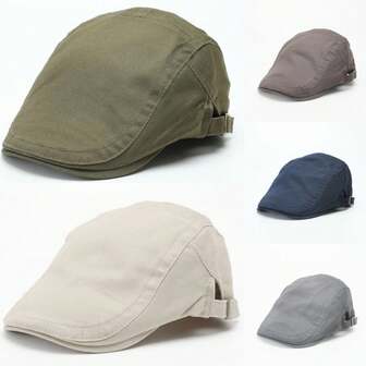 Men & Women's Cotton Newsboy Cap, Vintage British Style Flat Cap, Spring/Summer