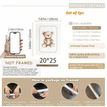 1 Stück Leinwandkunst, neutrale Stil Kinderzimmer Galerie Wanddekoration, sanftes beige Kinderzimmer Dekoration Teddybär Muster Entchen Thema Vintage Reise-Stil Buchstaben Poster - gerahmte Kinderzimmer Wandkunst, Mädchen Kinderzimmer Wanddekoration, Baby Mädchen, Baby Jungen, Mädchen Schlafzimmer Mädchen Kinderzimmer Dekorative Kunst, Baby Produkte Kinderzimmer Poster - Verschiedenfarbig - Übersicht 50