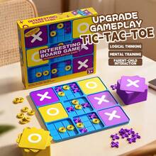 1pc 9-Grid XO Tic Tac Toe Board Game, Trains Logic Thinking, Perfect Gift For Birthday, Valentine's Day, Thanksgiving And Holidays, Great Thanksgiving Choice - Multicolor - View 1