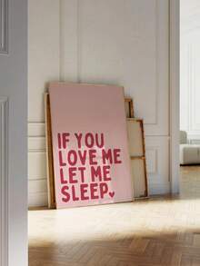 1幅装裱帆布墙画，“如果你爱我，就让我睡吧！”卧室墙面装饰海报，红色和粉色点缀，宿舍公寓装饰，趣味卧室标语，情人节海报，爱情礼物，周年纪念装饰，婚礼装饰，情侣礼物，房间装饰，大学宿舍，公寓，女生卧室，客厅，浴室，厨房，情人节画作 - 彩色 - 查看 7