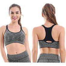 GeorgeX Brasieres Deportivos Mujer, 3 Piezas Brasieres Deportivo con Cruzados Tirantes, Recortada Tops con Copas Acolchadas Extrables para Hacer Yoga, Correr, Fitness - M - Ver 4