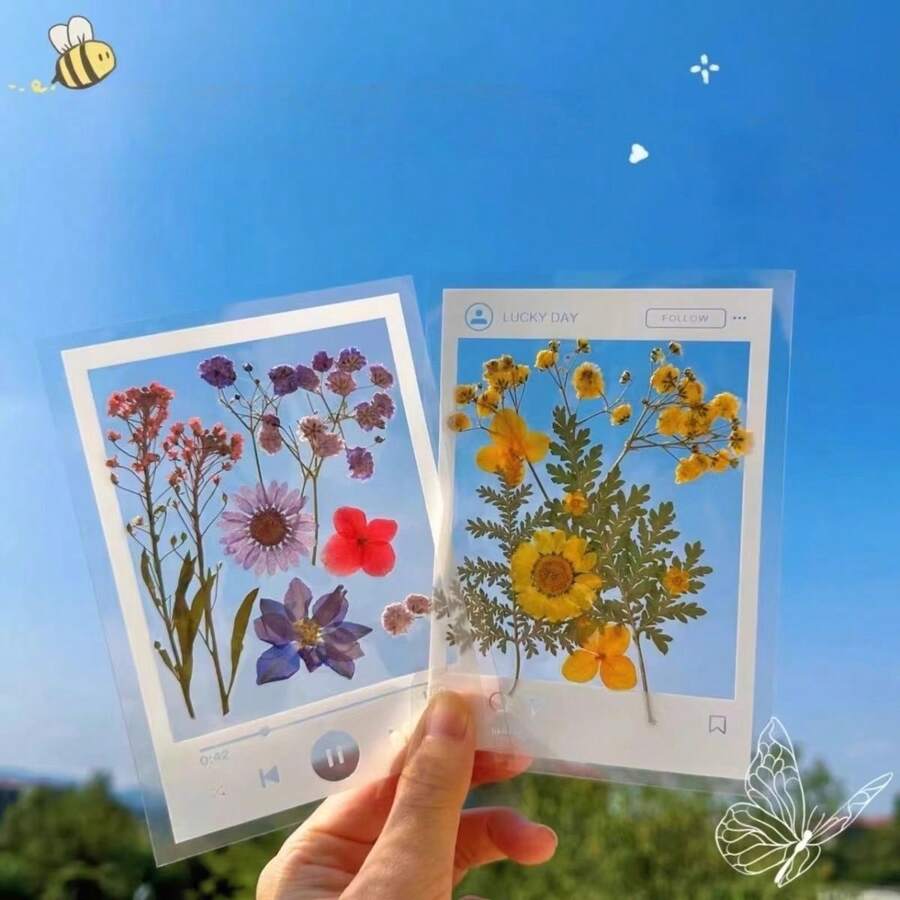 20PCS Collection Autumn Fallen Leaves Handmade DIY Bookmark Transparent Embossed Bookmark Photo Frame Autumn Leaves Plant Flowers - Multicolor - View 1