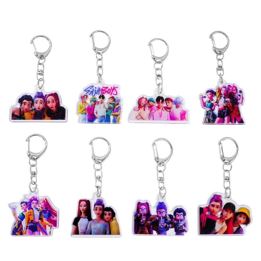 8件套全新神秘钥匙扣配件钥匙圈亚克力钥匙扣粉丝礼物新年礼物、情人节礼物、复活节礼物（随机款式） - 彩色 - 查看 1