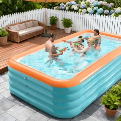 120*68*27 Inch Extra Large Inflatable Swimming Pool, Thick & Oversized For Adults, Family Backyard Pool, Suitable For Garden, Summer Water Park, Portable Easy Set Up Swimming Pool