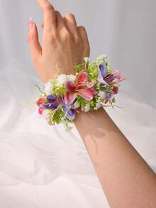 1pc/2pcs Elegant Flower Wrist Corsage, Bridal Wrist Flower, Women & Bridesmaids Wrist Decor For Party,Summer,Beach,Wedding,Festival,Birthday - Multicolor - View 8