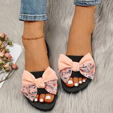 Women's Bowknot Decor Slides, Slip On Lightweight Beach Slides, Non-Slip Vacation Flats - Multicolor - View 13