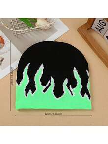 Autumn Winter Simple-Hop Warm Knitted Hat Fashion Versatile Flame Knitted Hat Outdoor Street Unisex Hat - 藍色 - 查看 2