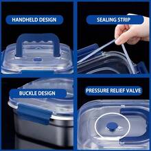 2 PCS Extra-Large Stainless Steel Food Storage Containers With Blue Lids - Deep Design, Airtight Seal, Perfect For Refrigerator Organization, Meal Prep, Lunch Boxes & Kitchen Pantry - 銀色 - 查看 8