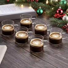 2/4/6pcs Glass Espresso Cups With Handles, Suitable For Hot Or Iced Latte, Tea, Espresso Lovers, Microwave - White - View 4