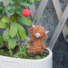 1/2pcs Highland Cow Statue With Red Balloon, Resin Animal Decor, Tiered Tray Centerpiece For Home, Bedroom Decorative Figurine, Tabletop Ornament, Gift For Valentine's Day, Christmas, Birthday, Summer Garden Decor - Multicolor - View 11