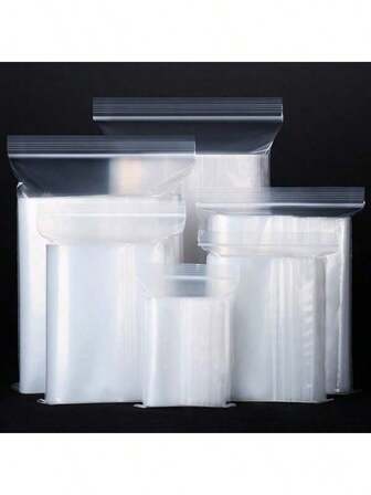 100 piezas Bolsas de plástico transparentes con cierre zip, bolsas de polietileno transparentes de 2 milésimas de pulgada de grosor con cremallera sellada, contenedores de almacenamiento, bolsas de plástico con cierre automático para monedas, tornillos, artículos pequeños, suministros de joyería, aperitivos, bolsas de regalo de boda, fiesta, regalos de dama de honor