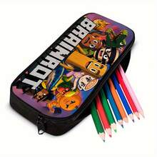 Large Capacity Zipper Durable Desktop Storage Bag With "Brain Rot" Themed Print - Stationery Organizer Pouch, Perfect Gift - Multicolor - View 1