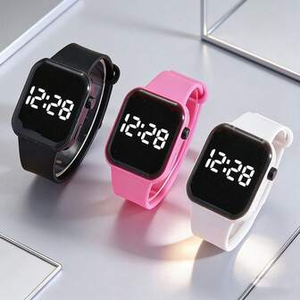 1pc Unisex Fashion LED Digital Watch With Time & Date Display, Suitable As Back To School, Christmas, Birthday Gift For Teens