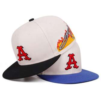 1 st snygg snapback-keps med broderad bokstav A och flammönster, basebollkeps med tvåfärgad brätte, huvudbonad för vardagsgatan för män och kvinnor