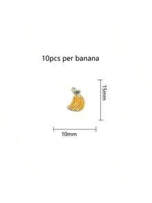 每包包含10件水果饰品，包括樱桃、菠萝、香蕉、油滴、合金首饰、小吊坠、DIY手链、项链、耳环和包包挂件。 - 彩色 - 查看 20
