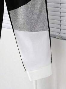 Young Boy Cartoon Print Round Neck Short Sleeve Top And Pants Set - Black - View 6