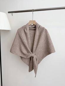 1pc Women's Solid Color Triangular Knit Shawl, Loose Fit, Warm, Elegant Style, Suitable For Outdoor Travel In Autumn/Winter And Snowy Season For Dress