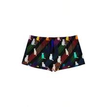 Pantalones cortos coloridos con estampado de silueta de gato para mujer, sin costuras, suaves, elsticos, para mujer, multicolor - inicial - Ver 3