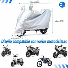 Funda para Moto Impermeable, con Tiras Reflectantes y Ojo de Cerradura, Proteccin de Espejo, Proteccin, Adecuada para, etcPlataXL - SG - Ver 4