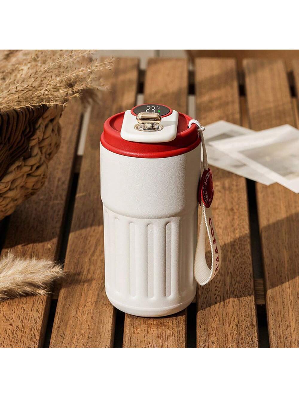 كوب قهوة 450 مل/15.2 أونصة مع شاشة درجة الحرارة، ك...