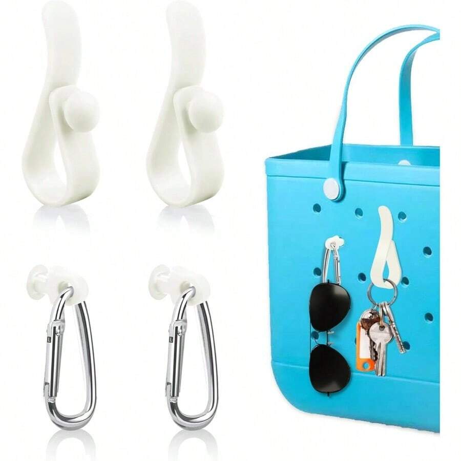 6Pcs Key Holder, Insert Hooks Accessories Beach Bag, Carabiner Keychain Charm All Size Bogg Bags - Trắng - 4 chiếc - Xem 1