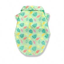 1pc Printed Lapel Pet Shirt - Tropical Leaf & Flamingo Print Short Sleeve, Breathable Puppy Clothes, Medium/Small Dog Apparel, Suitable For Westie, Chihuahua - Yellow - View 7