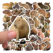 50pcs Cute Capybara Animal Stickers For DIY Scrapbooking, Guitar, Luggage, Skateboard Decoration - Multicolor - View 5