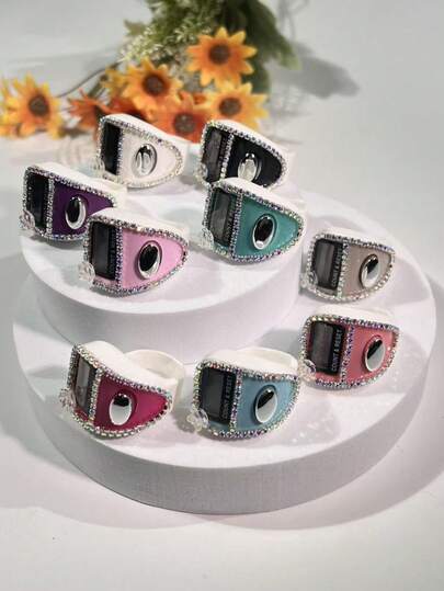 عداد إلكتروني رقمي مزين بالراين ستون للأصابع، عرض إلكتروني رقمي مريح، إعادة ضبط بلمسة واحدة، مناسب لسيناريوهات العد الخارجية مثل الترديد/العد