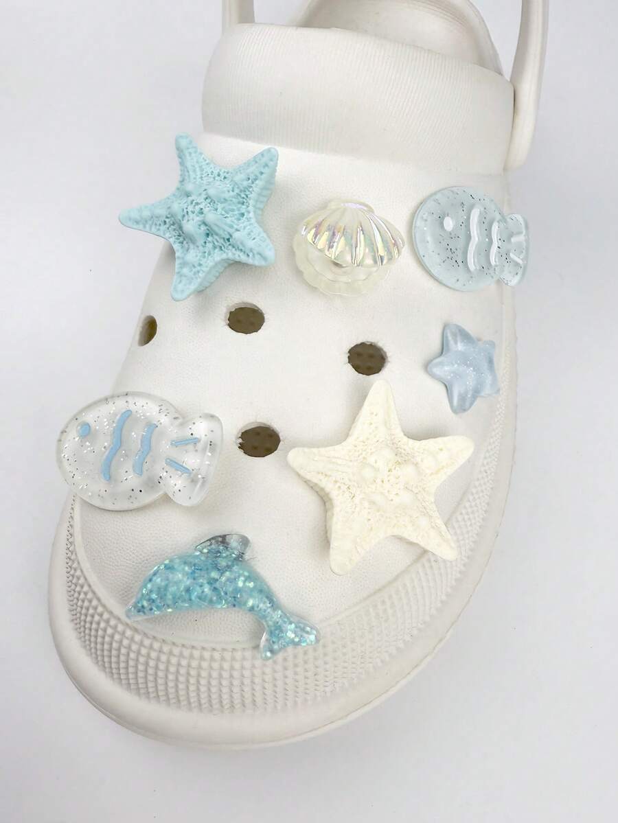 7颗海星装饰纽扣，DIY树脂饰品配件，适用于沙滩凉鞋